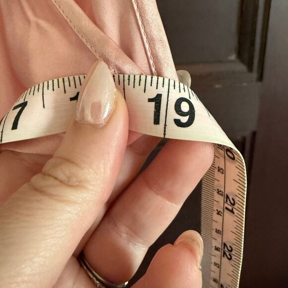 Soft Pink 100% Silk V Neck V Back Bias Cut Maxi Slip Dress Chemise Nightgown XL - Picture 6 of 9